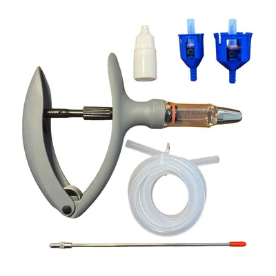 Jeringa Automática Flujo Continuo 5ml Regulable – Gris + 2 adaptadores de conexión de regalo