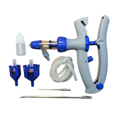 Jeringa Automática Flujo Continuo 5ml Regulable – Gris/Azul + 2 adaptadores de conexión de regalo