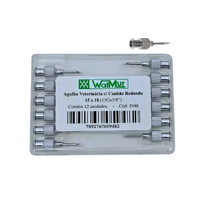 AGUJAS SUBCUTÁNEAS 15×18 PABELLÓN REDONDO x12 – WALMUR