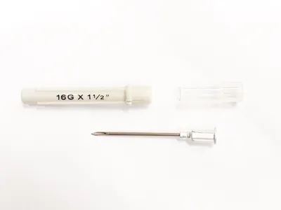 Aguja descartable 16G x 1 1/2 » – 38 x 1,6 mm. – Caja x 100