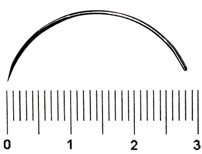 Aguja sutura 3/8 circulo secc. triangular. No.10, 28 mm. – Docena