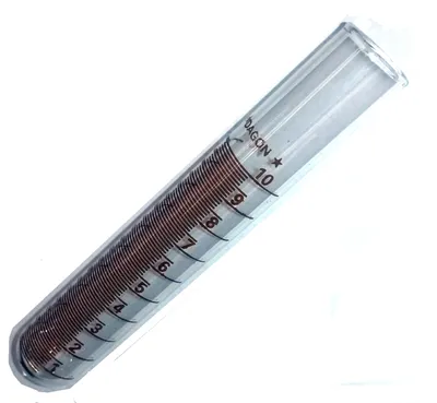 Tubo vidrio para recolección semen vagina artificial vacuno. Graduada