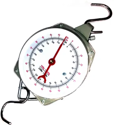 Balanza portátil de colgar, tipo reloj. Capacidad 100 Kg.