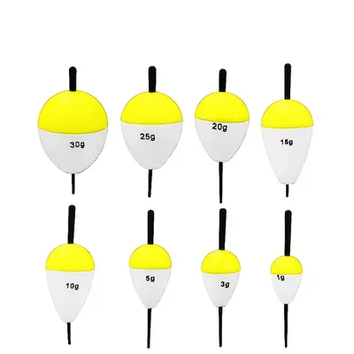 Pack de 8 boyas de pesca amarillas – 1 g a 30 g