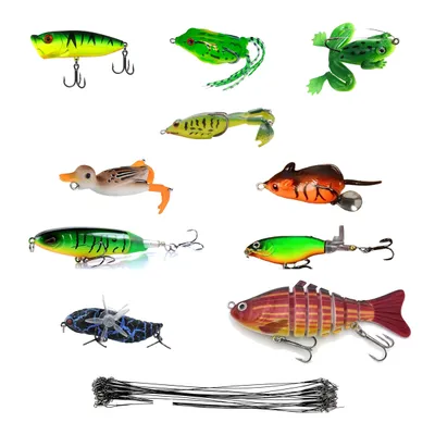 Kit 10 señuelos surtidos + 10 lingas