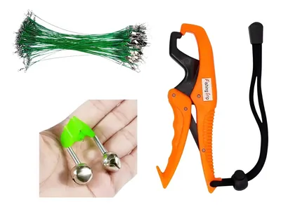 Kit 10 Lingas Líder De Acero + 1 Pinza + 5 Campanitas Dobles