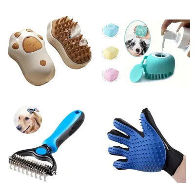 Kit Mascotas 2 – 1 Guante + 3 Cepillos Vapor Jabón y Pelo